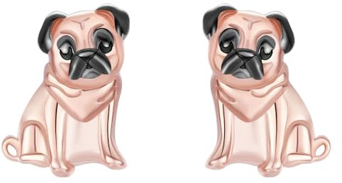 TANGPOET Mops-Geschenke für Mops-Liebhaber 925 Sterling Silber Klein Pug Hund Ohrstecker Welpenschmuck für Damen Mädchen Hundemama Haustierliebhaber Geschenke für Muttertag Weihnachten Valentinstag
