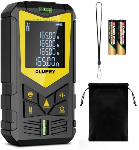 OLUFEY Appareil de Mesure Laser 120 m - Télémètre numérique Portable IP54 - avec Niveaux à Bulles et écran LCD rétroéclairé