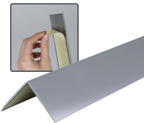 Dalsys 150cm Profilé d'angle autocollant en PVC 30mm x 30mm gris, protection élevée