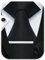 HISDERN Plaid Noir cravate pour hommes mouchoir bouton de manchette pince à cravate ensemble formel fête de mariage cadeaux