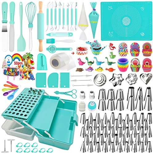 AZOMKER Douille Patisserie, Kit Patisserie, Ustensiles à Pâtisserie, Patisserie Accessoire, Kit Patisserie Professionnel, Kit Gateau, Poche a Douille Patisserie (488 Pièces)