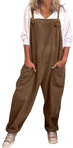 Jumpsuits Women Boiler Suits for Women Overalls Women Workwear Overalls Women Workwear Ladies Jumpsuits Bib and Brace Overalls Girls Casual Sleeveless Jumpsuits Dungarees Brown M