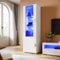 ELEGANT 187cm Tall Display Cabinet Sideboard Cupboard Unit Furniture, Carcass in Clear Acrylic/Front in White High Gloss, Multicolour LED Lights with Remote, 187x60x40cm-1 (HxWxD)