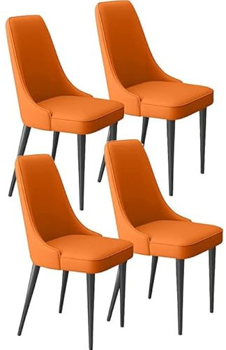Esszimmerstühle aus Kunstleder, 4er-Set, Küchenzimmerstühle mit schützenden Fußpolstern und Metallbeinen, gepolsterte Küchenstühle (Farbe: Orange)