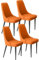 Esszimmerstühle aus Kunstleder, 4er-Set, Küchenzimmerstühle mit schützenden Fußpolstern und Metallbeinen, gepolsterte Küchenstühle (Farbe: Orange)