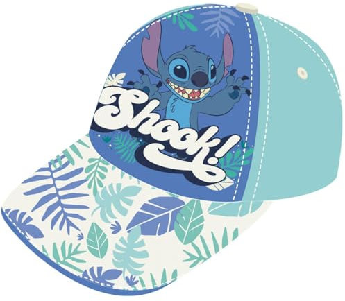 Disney Stitch und Angel Baseballkappe für Mädchen, Stitch und Engel Design Sommermütze für Mädchen, Geschenk für Kinder (DE/NL/SE/PL, Numerisch, 53, Türkis)
