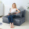 COMAX Mid-Century Modern Twin Cabrio Schlafsofa, 4-in-1 Faltbare Boden-Couch mit Kissen, Dunkelgrau, Platzsparende Lösung