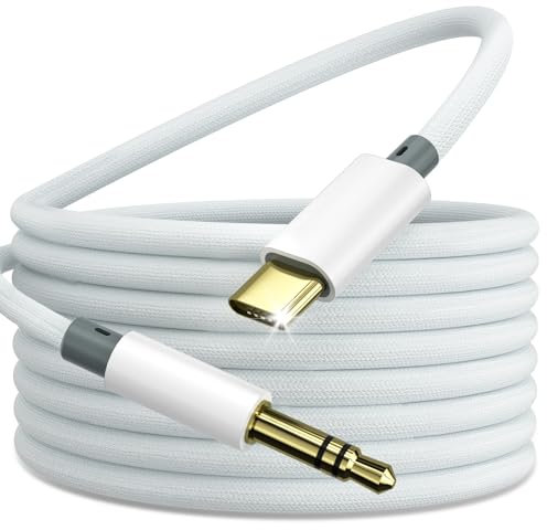 Bigtruely Cable Jack a USB C 1.2M, Cable USB C a Jack 3.5mm Macho Audio Cable Auxiliar Coche Tipo c DAC AUX Adaptador Cable para i Phone 16 15 Pro Max, Galaxy S24/S23/S22 Ultra, i Pad Pro, Blanco
