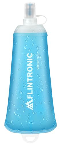 flintronic Gourde Souple, 500 ml/17oz Flasque Running Pliable en TPU, Bouteille d'eau de Course, Sans BPA, étanche, pour Course à Pied, Randonnée, Cyclisme, Escalade