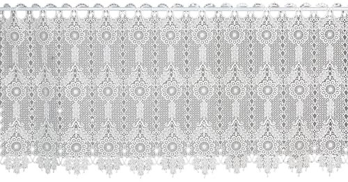 Clever-Kauf-24 Scheibengardine in Macrame Optik | 2634-02 | Maße des Panneaux HxB 48x140cm | weiß Häkeloptik