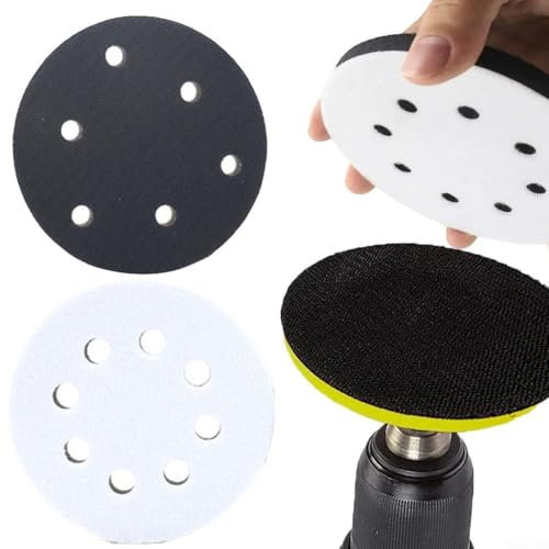 Besttoolifes 5 Inch 6/8 Hole Premium Hook Pad Saver For Random Orbital Sanders Pads Notably Extends The Backing Pad´s Lifetime,Multi Hole Pad Protector(2PCS)