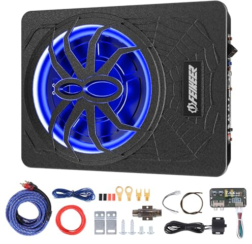 Feikeer 2025 10 1200W UnderSeat Car Subwoofer Multi-Colour LED Lighting, Deep Bass Enhancement. Subwoofer & Amp Pack for Dynamic Driving Experience with Bass Melodies