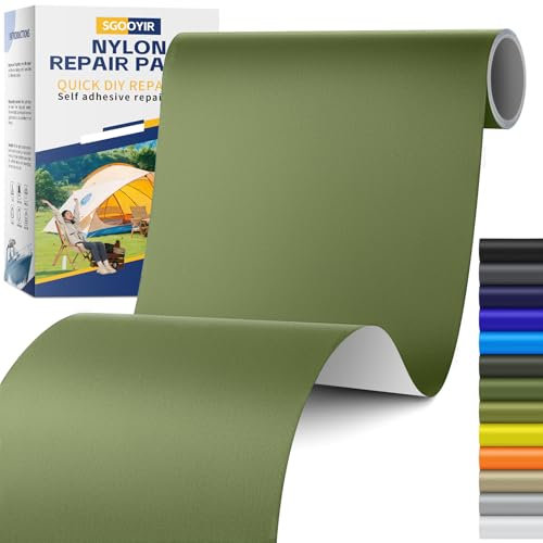 15x160cm Selbstklebend Flicken Reparaturset, Olivgrün Flicken Daunenjacke Selbstklebend, Wasserdichte Nylon Flicken Selbstklebender Stoff Reparaturflicken für Zelte, Daunenjacke, Tasche