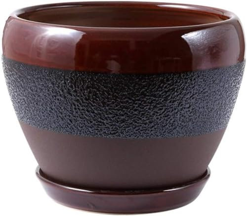 SBCGFY Kreative Farbe Retro Keramik Blumentopf Pflanze Dekorative Keramiktopf mit Keramik Töpfe Ziehen Haushaltsdekoration Ornamente Blumentopf für Balkon Terrasse Gar(Klein)