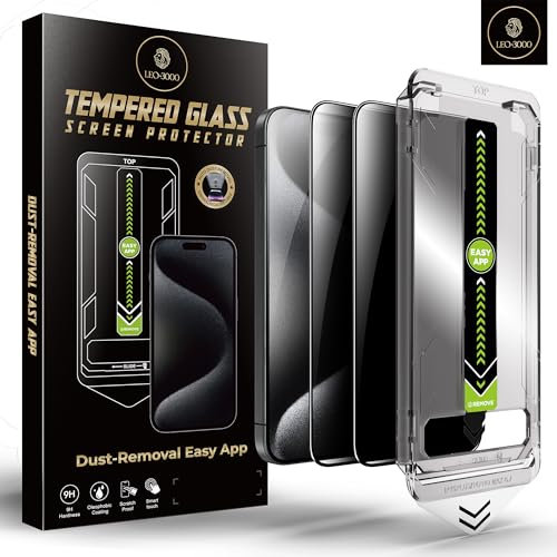 2-Pack | 9H Privacy Tempered Glass for iPhone 15 Pro Max Screen Protector (6.7-inch) | 25° Anti-Spy | Edge-to-Edge Protection | One-Touch Install with Auto Dust-Elimination Kits & Precision Tool