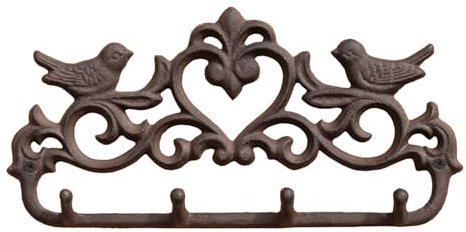 Darthome Love Birds Coat Hooks Cast Iron Vintage Industrial 4 Hook Hanger Rustic House