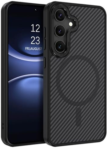 BENTOBEN Cover Magnetica per Samsung Galaxy S24 Plus, Cover Samsung S24 Plus Con Design in Fibra di Carbonio[Compatibile con MagSafe], Custodia per Telefono Samsung S24 Plus Opaca Posteriore, Nero