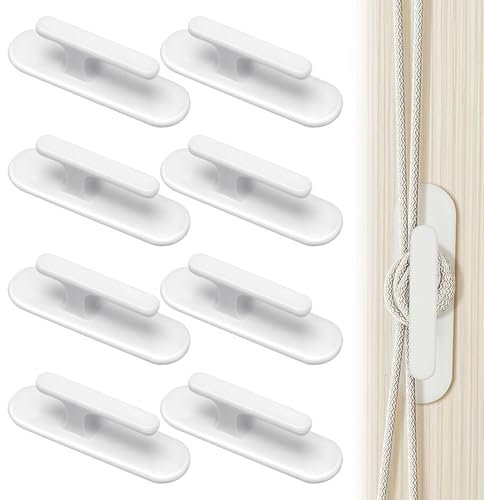 QZKJQDD 8Pcs Blind Hooks for Cord, Self Adhesive Blind Cord Safety Device, Plastic Blind Cord Holder Wall Blind Cord Safety Device for Home Office Window Blinds Curtains Sun Shades Ropes