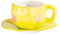 Taza de cerámica irregular creativa pintado a mano flor nubes taza de café con plato desayuno leche té tazas hechas a mano (amarillo)