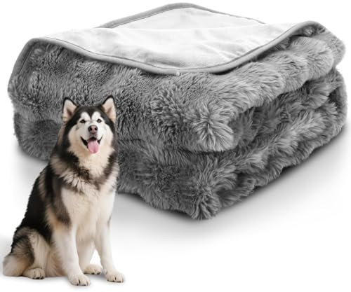 Nobleza wasserdichte Hundedecke, Warme Hundedecke Flauschig, Katzen, XXL 200 x 150 cm, Wendbar, Maschinenwaschbar, für Sofas und Betten Geeignete kuscheldecke, Grau