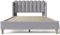 SogesPower Polster Doppelbett USB Ladefunktion 160x200 cm Grau Leinen Stabiles Stahl Holz Gestell Für Schlafzimmer und Gästebereich