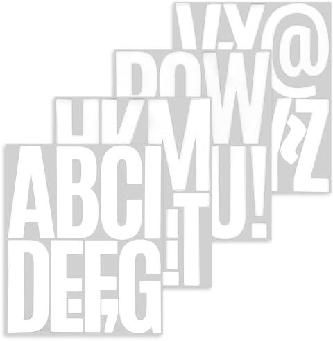 Prasacco 39 Stück Buchstaben Aufkleber, 12,6 cm Große Alphabet Aufkleber Wetterfeste Vinyl-Buchstabenaufkleber Selbstklebende Buchstaben Sticker für Briefkästen, Türschilder, Anschlagtafeln (Weiß)