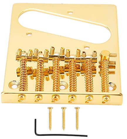 Mtlavishness Premium 6 Saddle Guitar Bridge avec machine à pick-up de bobine unique pour TL Telecaster Electric Guitar Idéal pour les amateurs de guitare et les musiciens Couleur (Gold)