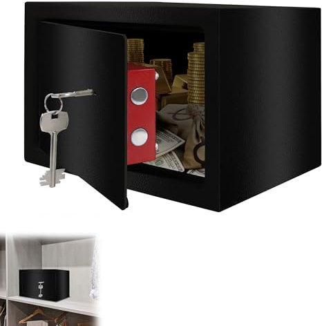 YRHome Möbeltresor Tresor Safe L-31x20x20cm mit 2 Schlüssel-Schloss & Befestigungsschrauben Boden-Wandtresor Safe Geldschrank Schwarz