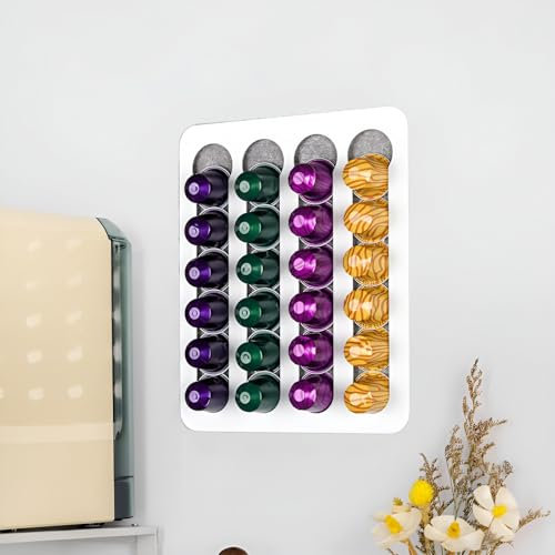 HOPEYHFM Porte-Capsules en Acier, Rangement Capsule Mural Nespresso, Compatible Ligne Originale, Installation Sans Perçage, Idéal Murs/Cuisines, Support Capsule pour Placard de Cuisine (Style 1)
