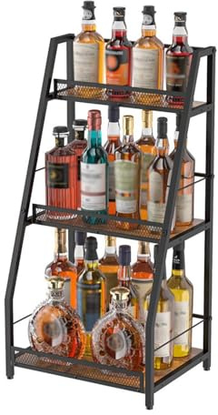 WYWY Weinregal aus Holz, Dreistöckiges Weinregal in Leiterform, Weinlagerregal, freistehendes Weinflaschenregal, Eck-Weinflaschen-Präsentationsregal, geeignet für den Barschrank in der Küche zu Hause
