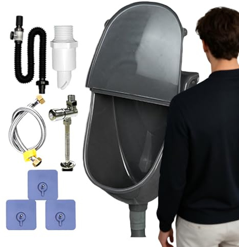 dzqad Urinoir Murinal Avec Couvercle | Urinoir Masculin De Salle De Bain Avec Couvercle - Toilette De Salle De Bains Anti-Éclaboussures Réglable Avec Raccord Pour Robinet,Pour Dortoir Camping Car