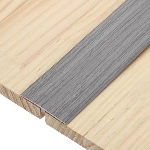 Barre de Seuil Adhesive, Seuil de Porte en PVC 5 cm x 300cm, Bande de transition autocollante en vinyle, Baguettes de Seuil pour Joints de Sol, pour Planchers en Bois et Carrelages, Grain de bois gris