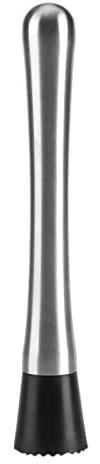 Baxnore Professioneller Cocktail-Stößel aus Edelstahl, Bar-Werkzeug, Mojito-Stampfer, Obstzerkleinerer für Barkeeper, Heimbars, Restaurants, 304-Stahl, Silber, Schwarz, 20 cm Länge