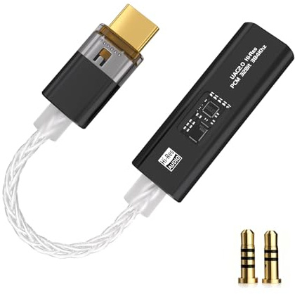 Giabuao Amplificatore per cuffie da USB C a 3,5 mm con due chip DAC (CX31993 + MAX97220,32 bit/384 kHz), adattatore digitale portatile per cuffie Hi-Res Audio per iPhone 17/16/15/Samsung/PC