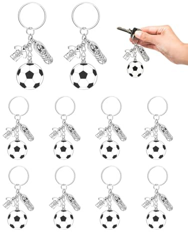 TISCH Lot de 10 Porte-Clés Football – Accessoires pour Clés, Sacs et Sacs à Dos, Cadeaux d’Équipe et Fêtes à Thème