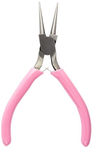 Mini pinza a becchi tondi con doppia molla, cromata, per lavori di filo, creazione di gioielli, fai da te, artigianato.