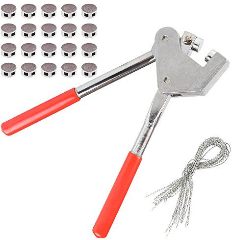 STARVAST Pince à Plomber avec 20 Plombs Diamètre 10mm et 20 Fils à Plomb 17cm avec Manche à Revêtement Plastique Rouge