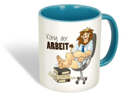 maskotti Keramik Tasse - Kaffeebecher Becher, Motiv:König der Arbeit