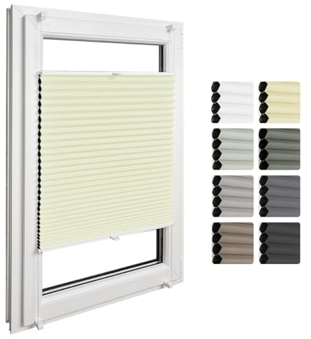 Home-Vision Premium Doppelplissee mit Klemmfix Weiß-Creme B75 x H120cm | Wabenplissee ohne Bohren Modern Klemmfix Blickdicht Plissee Sonnenschutz Hitzeschutz Jalousie für Fenster Thermo