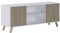 Skraut Home | Mueble de TV para Salón | 57 x 140 x 40 cm | Indicado para TV de 32/40/50/55/60 | Modelo Wind 140 | Blanco Mate | 2 Puertas Abatibles Color Puccini
