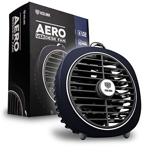 KOLINK Aero Klein, Mobil USB-Lüfter 5v dunkelblau, Gefühl Arctic Breeze mit Mini Ventilator, Leise USB Fan statt Klimaanlage auf Ihrem Laptop oder PC K22USB-NB
