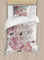 ABAKUHAUS Rose Bettbezugs Set für Einzelbetten, Alte Rosen Corsage Grunge, Milbensicher Allergiker geeignet mit Kissenbezug, 130 x 200 cm, Beige Grün
