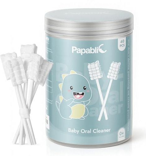 [40-pack] Papablic Baby tungrengörare, uppgradera tandköttsrengöring med pappershandtag för spädbarn och spädbarn i åldrarna 0-2 år