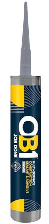 OB1 Silver Multi-Surface Construction Sealant & Adhesive | Hybrid Technology | Excellent Chemical Resistance | Water Resistant | Weather Resistant | Food Safe | 290ml