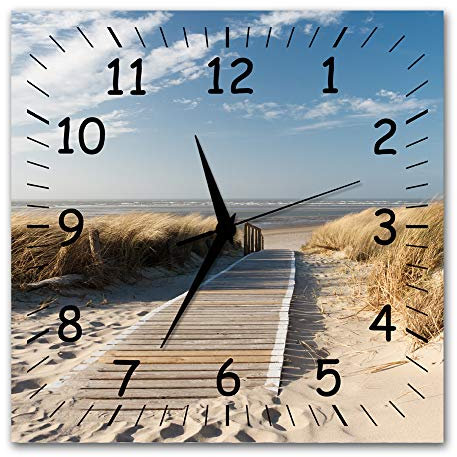 Bilder-Manufaktur BM Funk Quarz Wanduhr Funkwanduhr Funkwanduhren Funkuhr Funkuhren kein Ticken lautlos geräuschlos leise modern ohne Tickgeräusche groÃŸ XXL Wohnzimmer Küche Meer Strand 9507-1a SZ