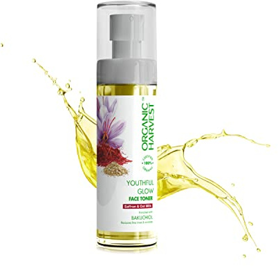 Organic Harvest Youthful Glow Face Toner: Saffron & Oat Milk, Ideal for Dry Skin, Reduces Wrinkles, for Women & Girls, 100% American Certified Organic, Paraben & Sulphate Free – 100ml