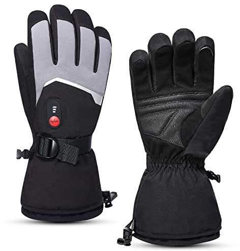Sun Will Heated Gloves for Men Rechargeable Waterproof,Battery Electric Heated Ski Gloves Women for Snow Skiing Motorcycle Camping Hiking Hunting Fishing Work Winter Outdoor