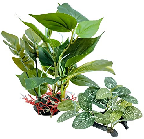 M2cbridge Plantes artificielles en soie pour aquarium (2 pièces hautes et courtes)