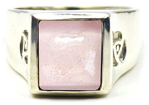CaratYogi Bague pour Homme en Quartz Rose Naturel avec Pierres précieuses en Argent Sterling 925 Bague de fiançailles de Mariage Pierre de Naissance Bijoux Taille de la Bague : T