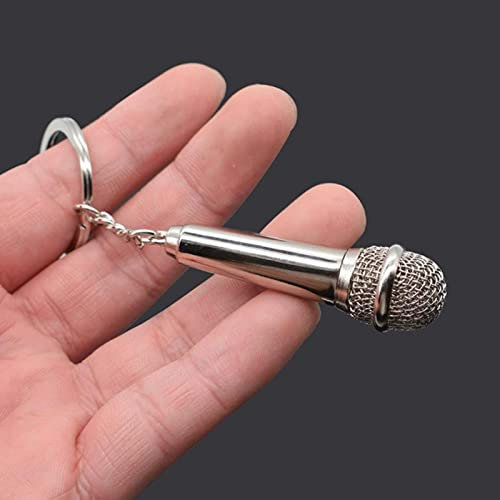 TOXI Mini Microphone Singer Rapper Music Lover Rock Roll BFF Best Friends Bag Charm Pendant Keychain Music Jewelry Gift-Silver